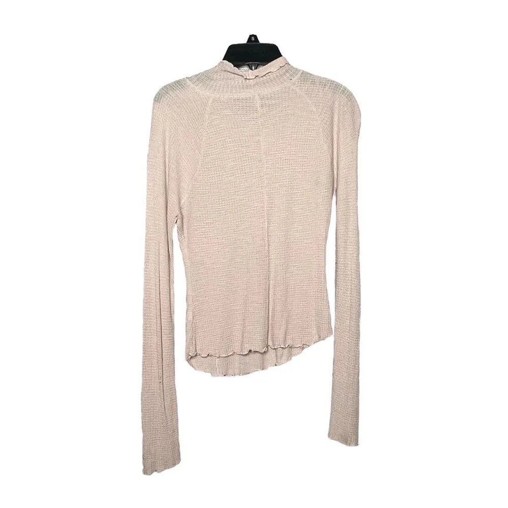 Intimately Free People Make It Easy Thermal Mock Turtle Pink Long Sleeve Top XS